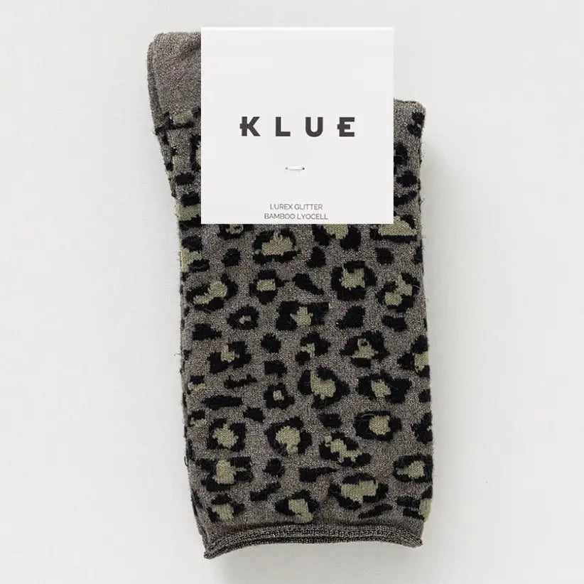 Chaussettes Glitter léopard kaki