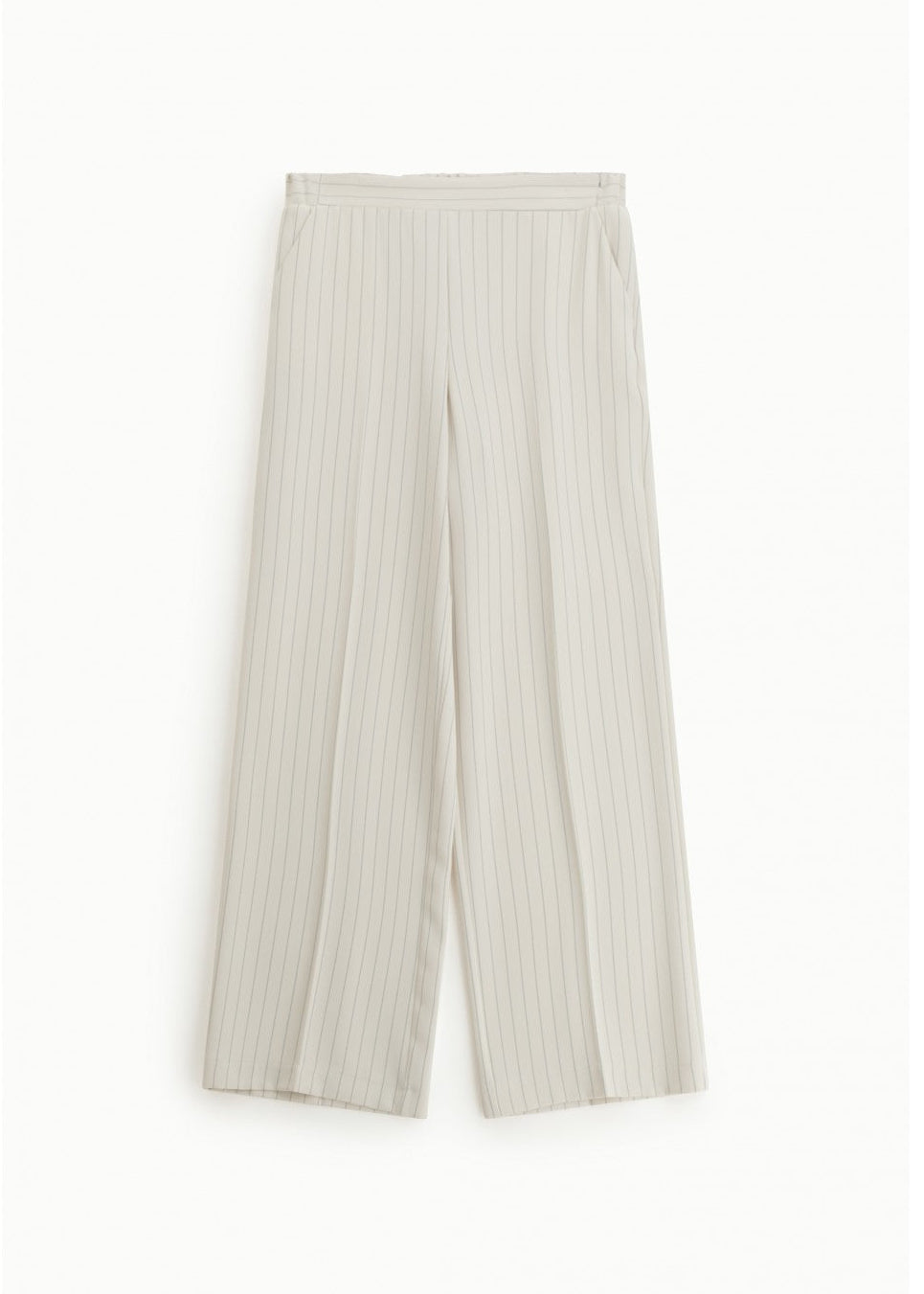 Pantalon fluide ecru rayé palazzo