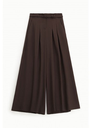 Pantalon Palazzo à pinces chocolat
