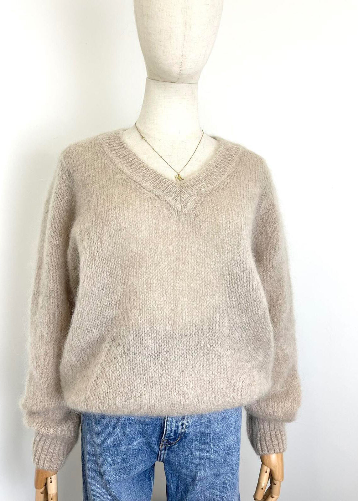 Pull Fluffy mohair beige