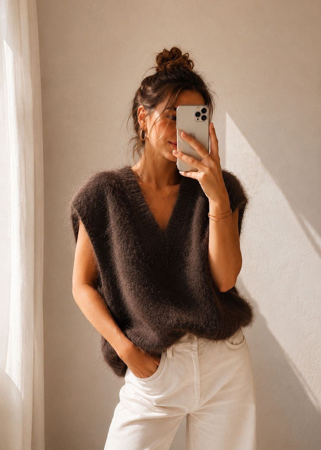 Pull sans manches chocolat