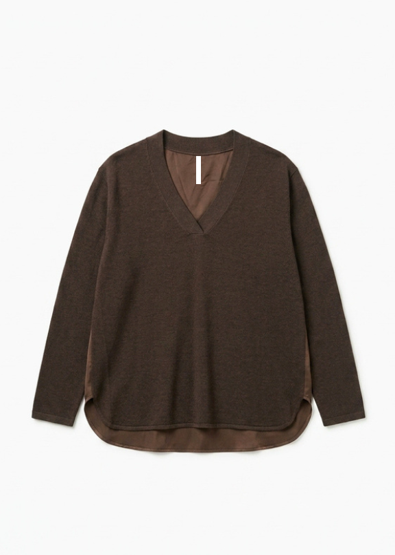 Pull bi-matiere chocolat
