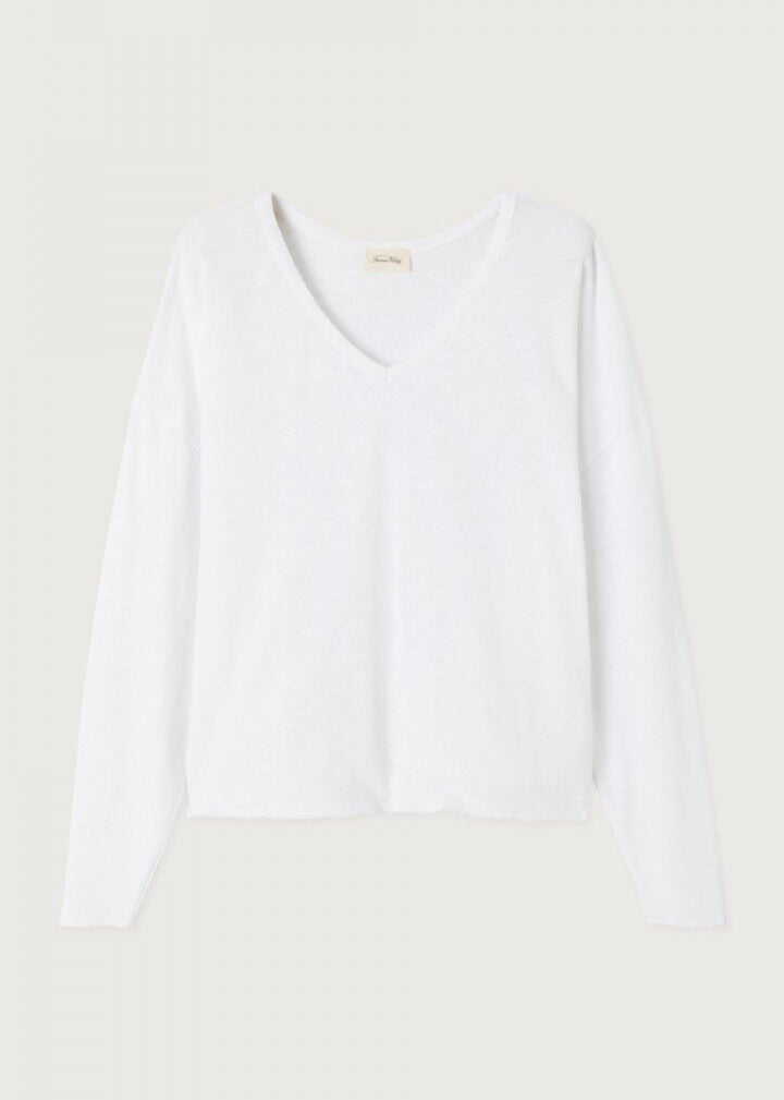 T-Shirt Manches Longues Col V Sonoma Blanc
