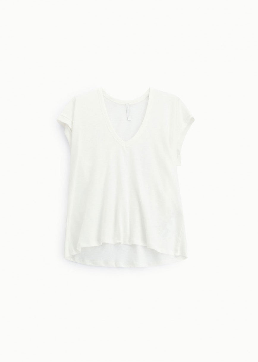 T-shirt col V Blanc