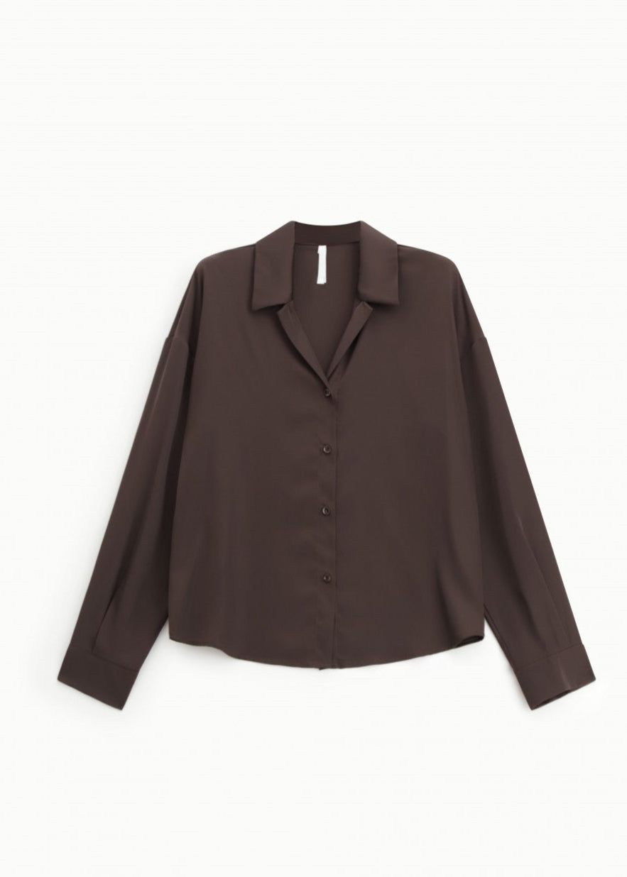 Chemise satin chocolat