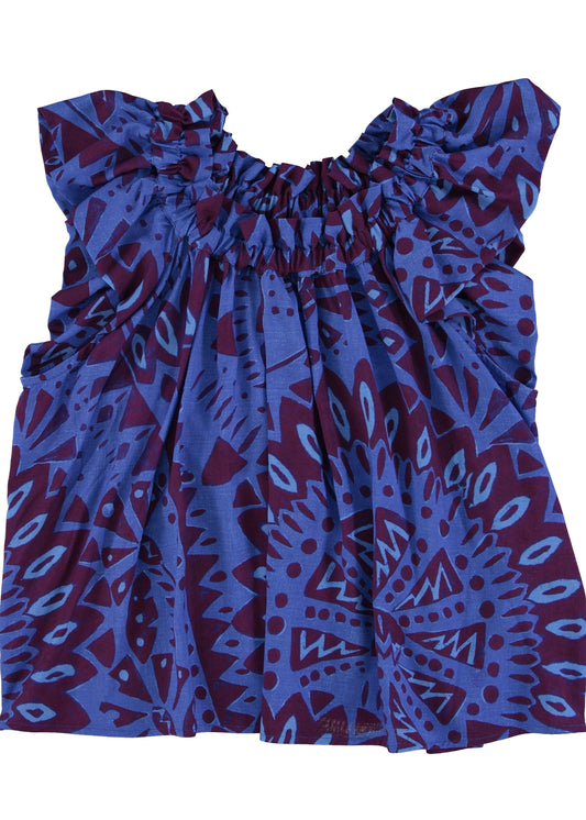 Blouse Blue & bordeaux