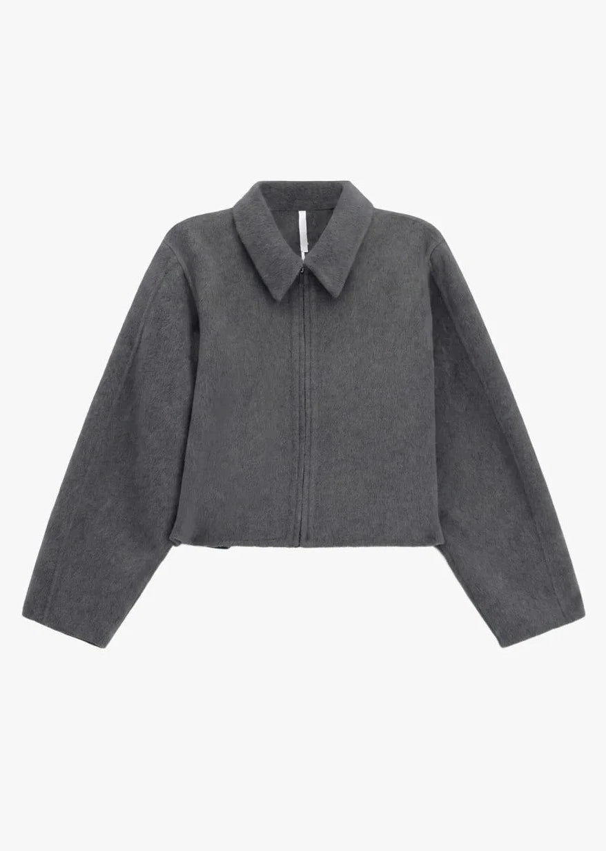 Veste laine court gris anthracite