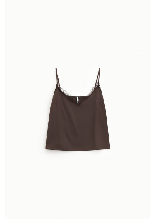 Caraco dentelle satin chocolat