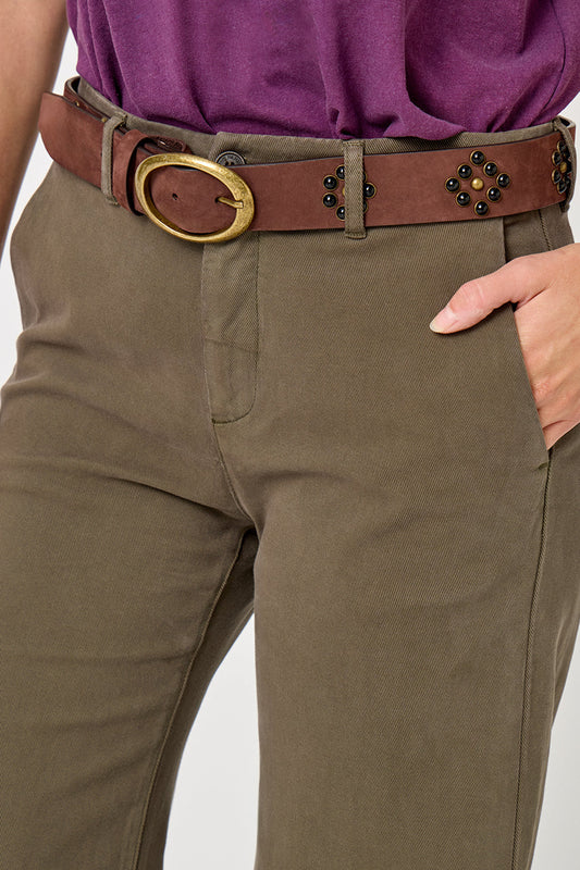 Ceinture Fleur marron