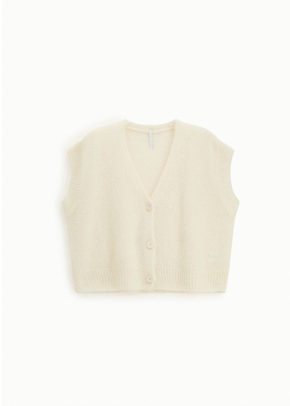 Gilet sans manches ecru