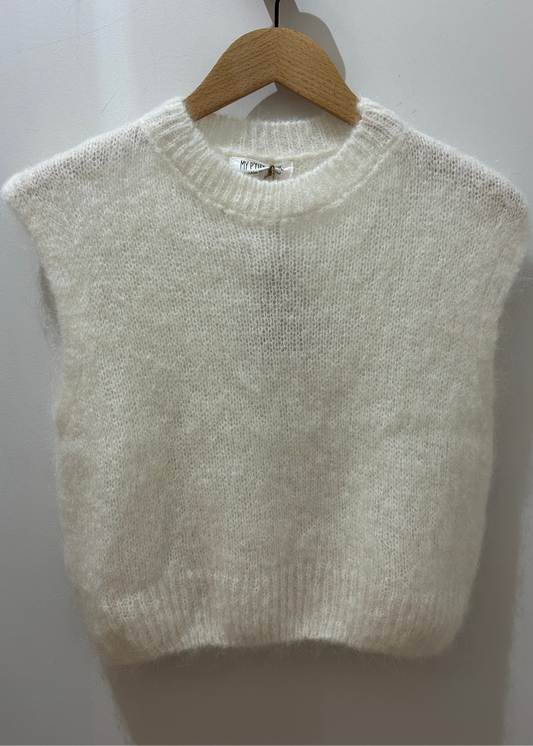 Pull sans manches Ecru
