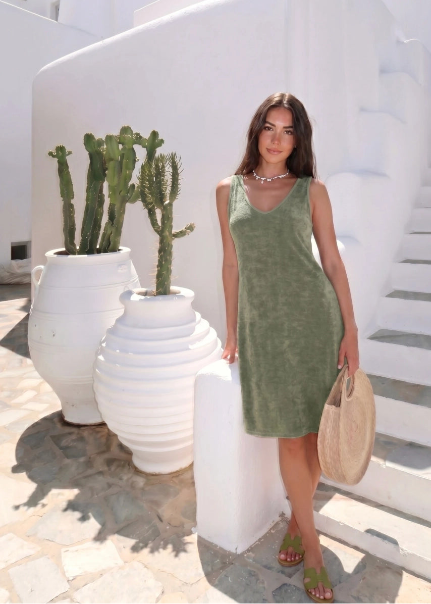 Robe eponge kaki