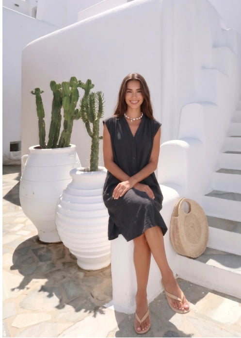 Robe courte gaze de coton sans manches