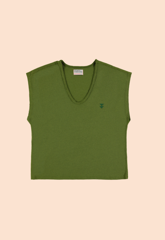 T-shirt sans manches Vert olive