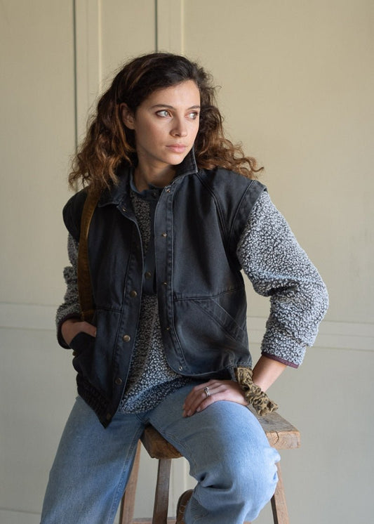 Veste Sans Manches Jean Gris