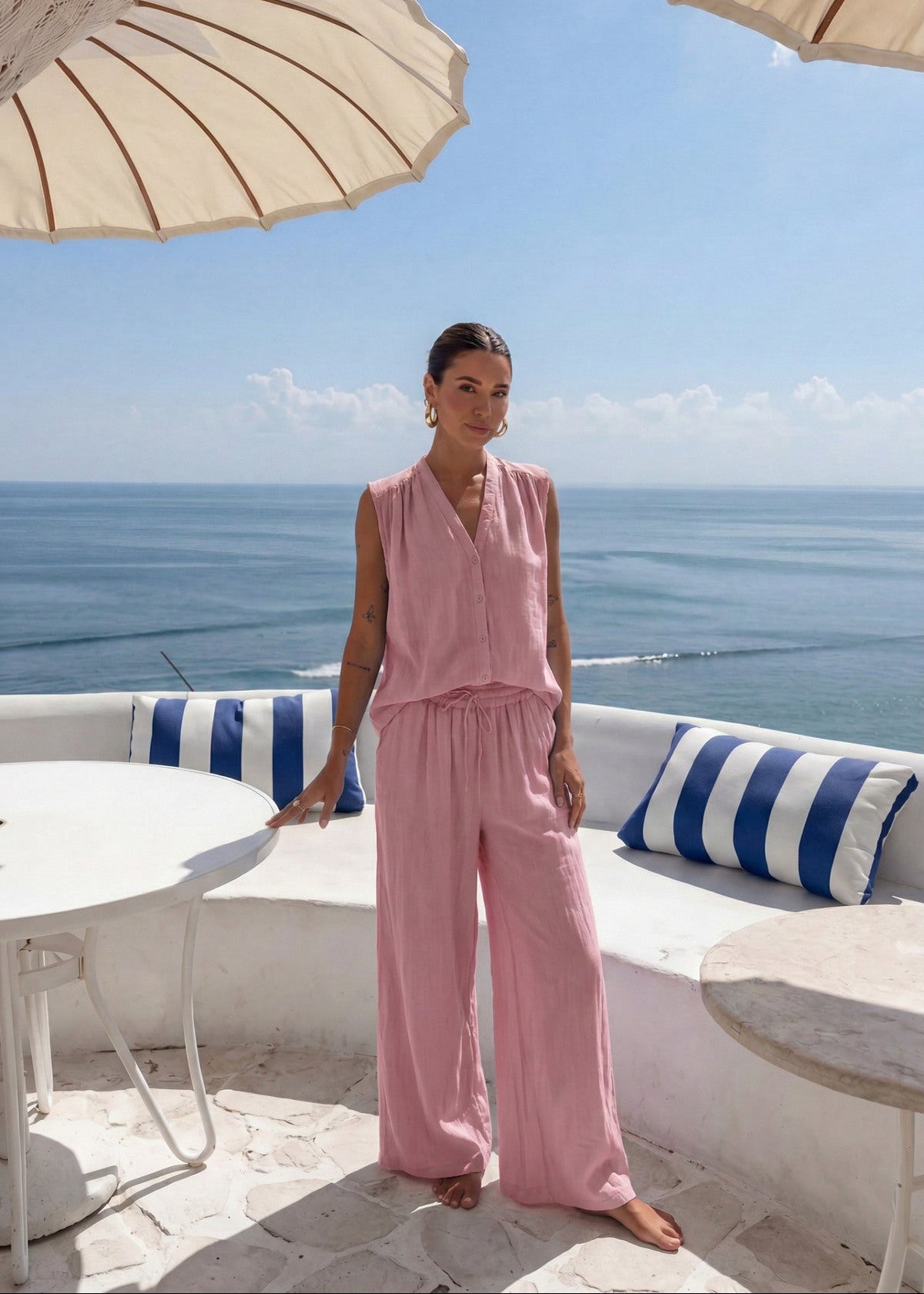 Haut gaze de coton rose