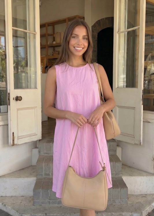 Robe debardeur popeline rose